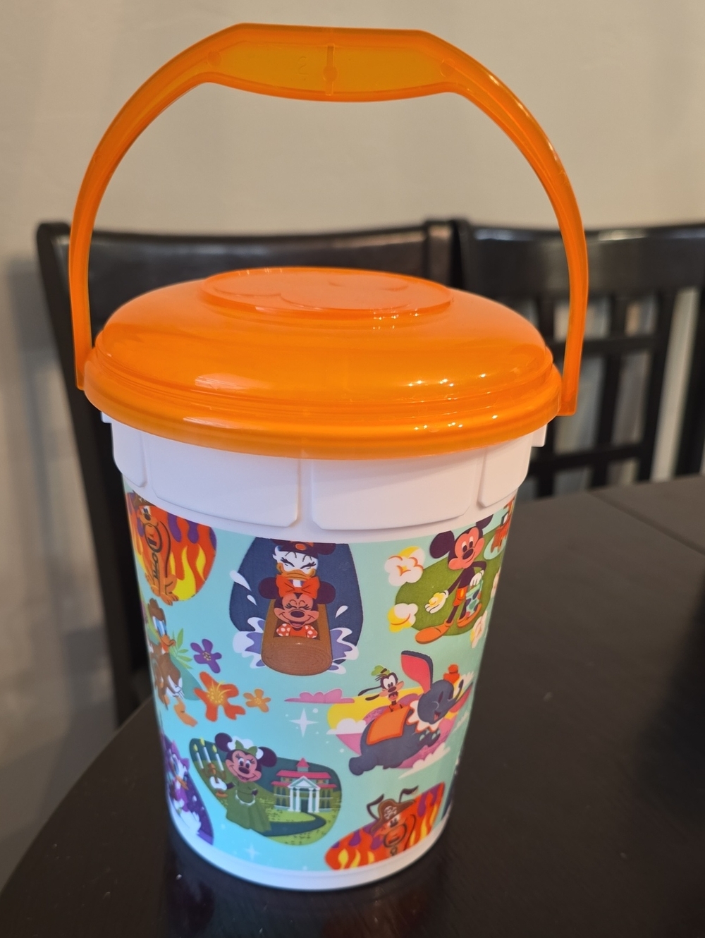Orange Handle Kids Snack Bucket with Cartoon Print